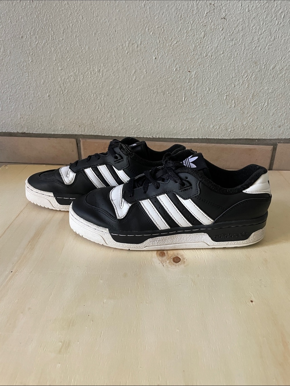 Adidas Kids Black and White Low-Top Sneakers 7Y